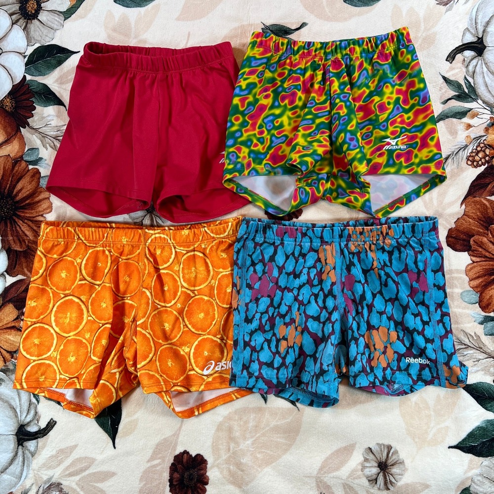 Lot of 4 Womens Athletic Running Shorts Size XS Reebok Mizuno Asics Multicolor